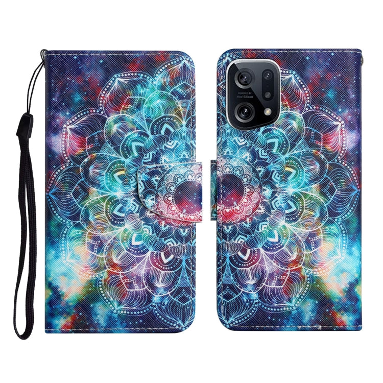 Colored Drawing Pattern Flip Leather Phone Case, For OPPO Find X5
