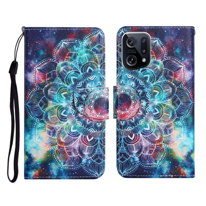 Colored Drawing Pattern Flip Leather Phone Case, For OPPO Find X5