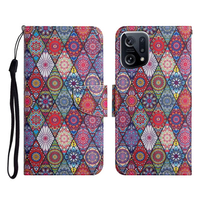 Colored Drawing Pattern Flip Leather Phone Case, For OPPO Find X5
