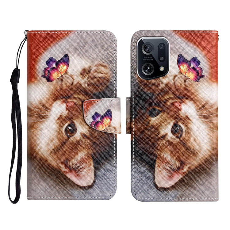 Colored Drawing Pattern Flip Leather Phone Case, For OPPO Find X5