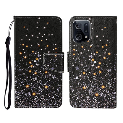 Colored Drawing Pattern Flip Leather Phone Case, For OPPO Find X5 Pro