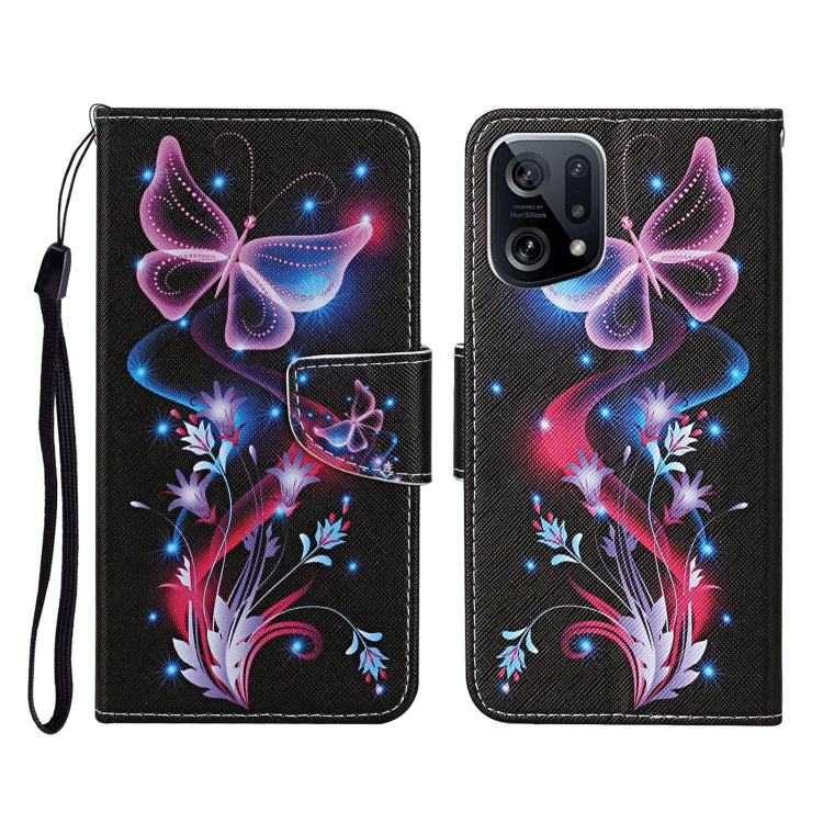 Colored Drawing Pattern Flip Leather Phone Case, For OPPO Find X5 Pro