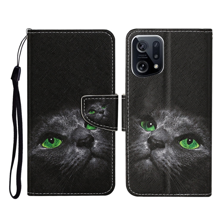 Colored Drawing Pattern Flip Leather Phone Case, For OPPO Find X5 Pro