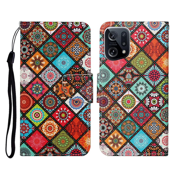 Colored Drawing Pattern Flip Leather Phone Case, For OPPO Find X5 Pro