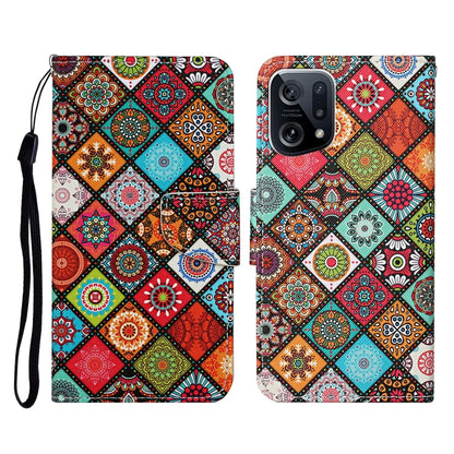 Colored Drawing Pattern Flip Leather Phone Case, For OPPO Find X5 Pro