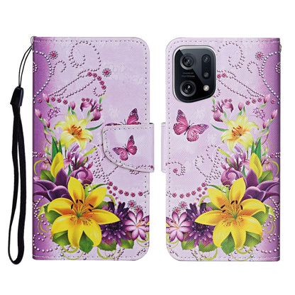 Colored Drawing Pattern Flip Leather Phone Case, For OPPO Find X5 Pro