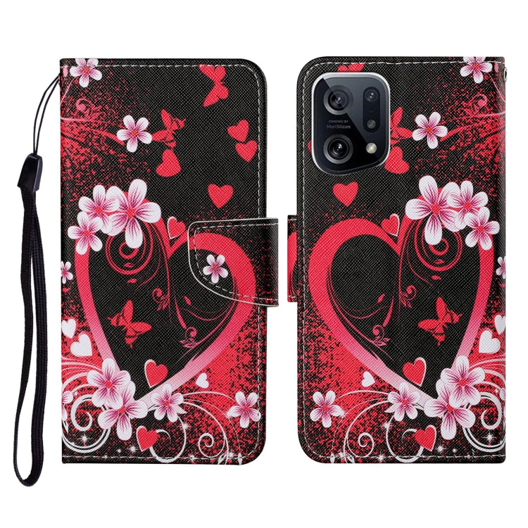 Colored Drawing Pattern Flip Leather Phone Case, For OPPO Find X5 Pro