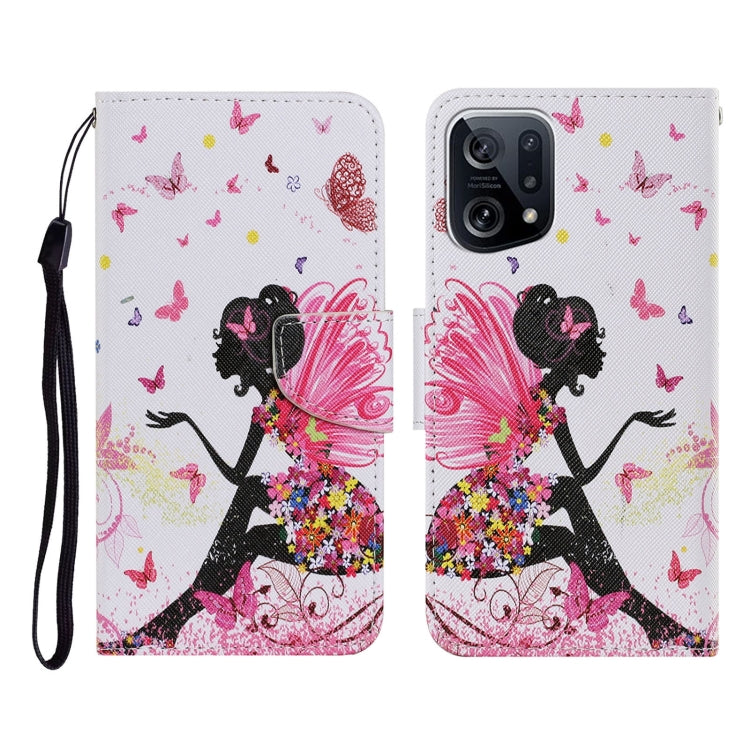 Colored Drawing Pattern Flip Leather Phone Case, For OPPO Find X5 Pro