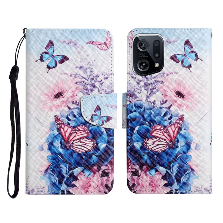 Colored Drawing Pattern Flip Leather Phone Case, For OPPO Find X5 Pro