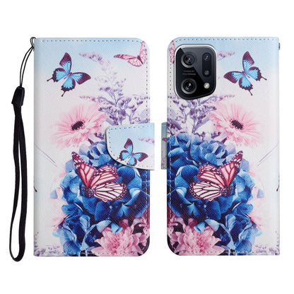 Colored Drawing Pattern Flip Leather Phone Case, For OPPO Find X5 Pro