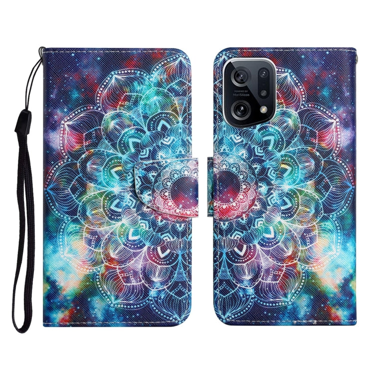 Colored Drawing Pattern Flip Leather Phone Case, For OPPO Find X5 Pro