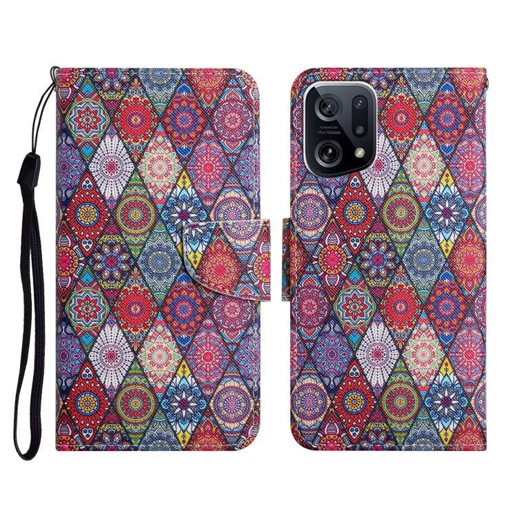 Colored Drawing Pattern Flip Leather Phone Case, For OPPO Find X5 Pro