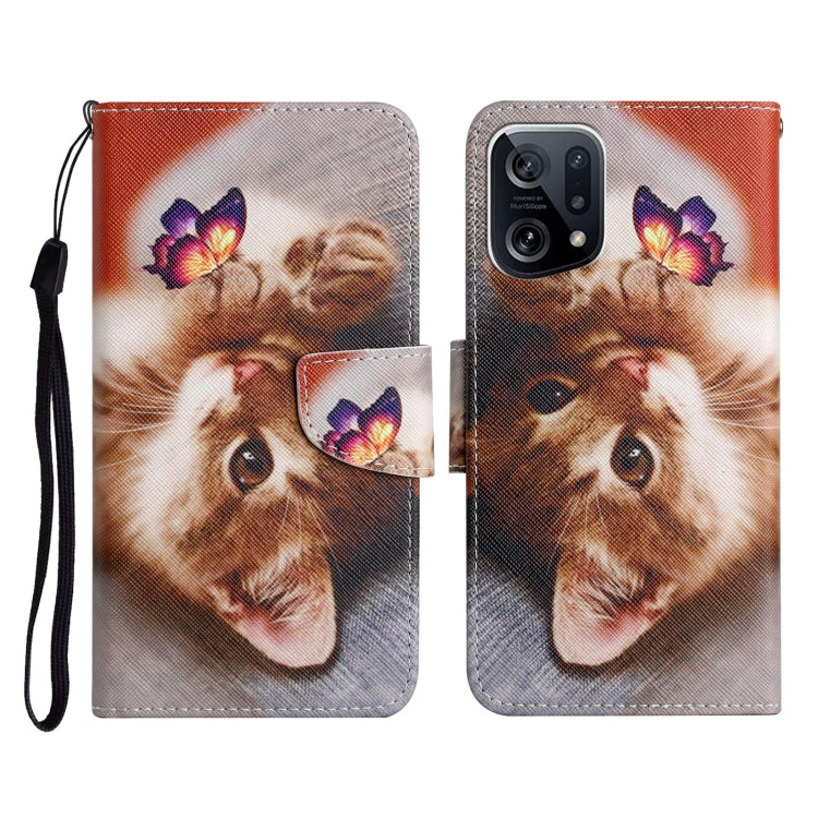 Colored Drawing Pattern Flip Leather Phone Case, For OPPO Find X5 Pro