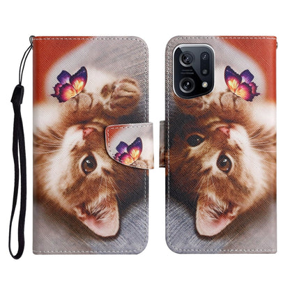 Colored Drawing Pattern Flip Leather Phone Case, For OPPO Find X5 Pro