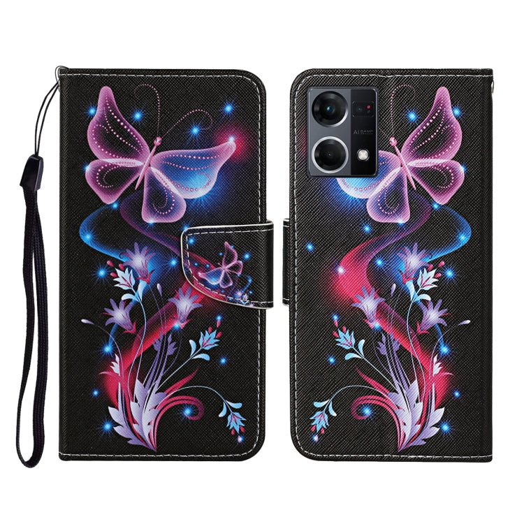 Colored Drawing Pattern Flip Leather Phone Case, For OPPO Reno7 4G