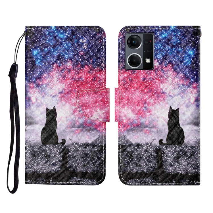 Colored Drawing Pattern Flip Leather Phone Case, For OPPO Reno7 4G