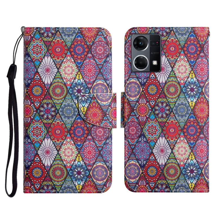 Colored Drawing Pattern Flip Leather Phone Case, For OPPO Reno7 4G