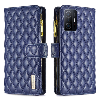 Diamond Lattice Zipper Wallet Leather Flip Phone Case, For Xiaomi 11T / 11T Pro, For Xiaomi 12 Lite, For Xiaomi Poco M3 Pro/Redmi Note 10 5G/10T 5G, For Xiaomi Poco X3 / X3 NFC