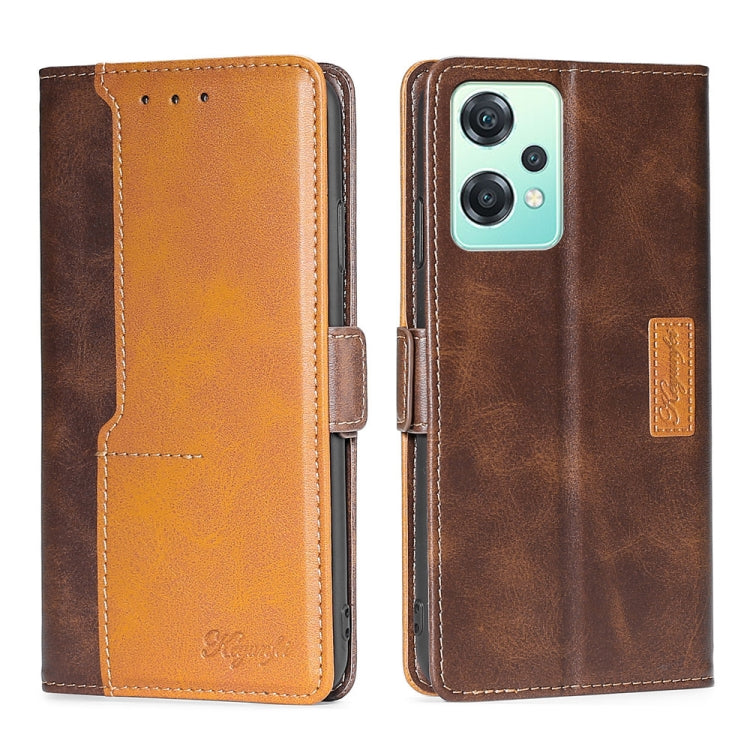 Contrast Color Side Buckle Leather Phone Case, For OnePlus Nord CE 2 Lite 5G, For OnePlus Ace Racing