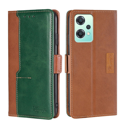 Contrast Color Side Buckle Leather Phone Case, For OnePlus Nord CE 2 Lite 5G, For OnePlus Ace Racing