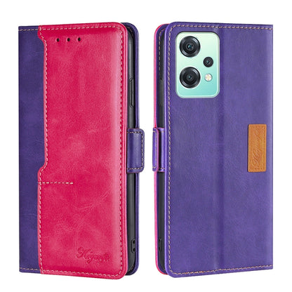 Contrast Color Side Buckle Leather Phone Case, For OnePlus Nord CE 2 Lite 5G, For OnePlus Ace Racing