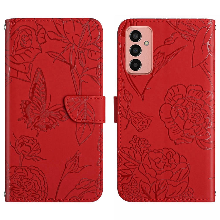 HT03 Skin Feel Butterfly Embossed Flip Leather Phone Case, For OPPO Realme C30, For OPPO Reno7 A, For Samsung Galaxy M13