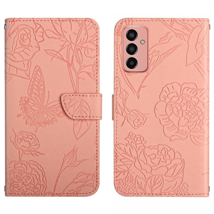 HT03 Skin Feel Butterfly Embossed Flip Leather Phone Case, For OPPO Realme C30, For OPPO Reno7 A, For Samsung Galaxy M13