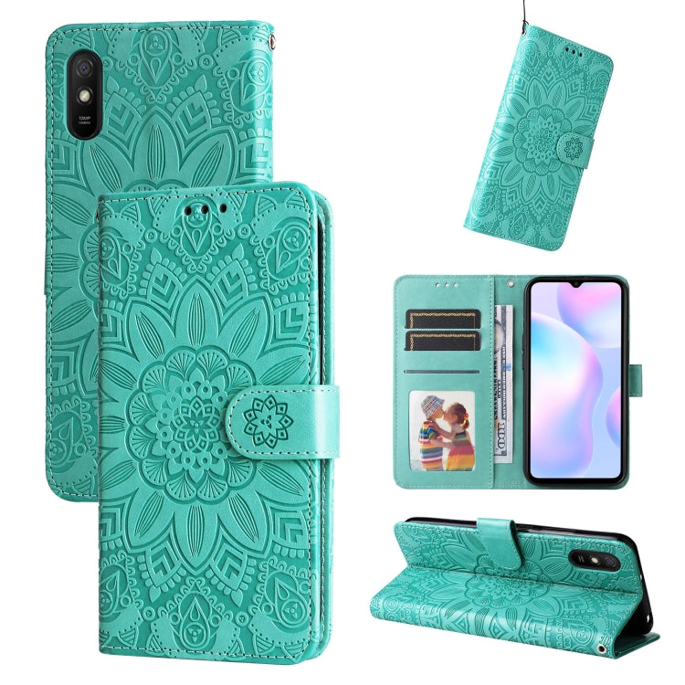 Embossed Sunflower Leather Phone Case, For Xiaomi Redmi 9A, For Xiaomi Redmi 9C / 10A, For Xiaomi Redmi 10C 4G, For Xiaomi Redmi K40 / K40 Pro / Xiaomi Poco F1