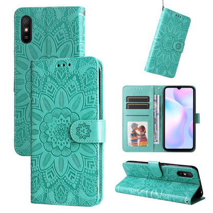 Embossed Sunflower Leather Phone Case, For Xiaomi Redmi 9A, For Xiaomi Redmi 9C / 10A, For Xiaomi Redmi 10C 4G, For Xiaomi Redmi K40 / K40 Pro / Xiaomi Poco F1