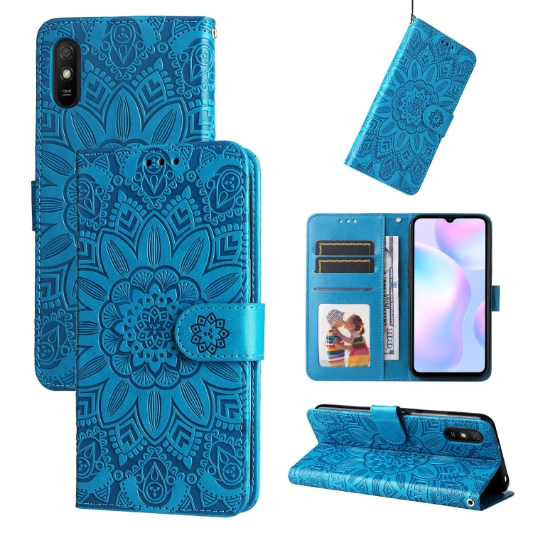 Embossed Sunflower Leather Phone Case, For Xiaomi Redmi 9A, For Xiaomi Redmi 9C / 10A, For Xiaomi Redmi 10C 4G, For Xiaomi Redmi K40 / K40 Pro / Xiaomi Poco F1