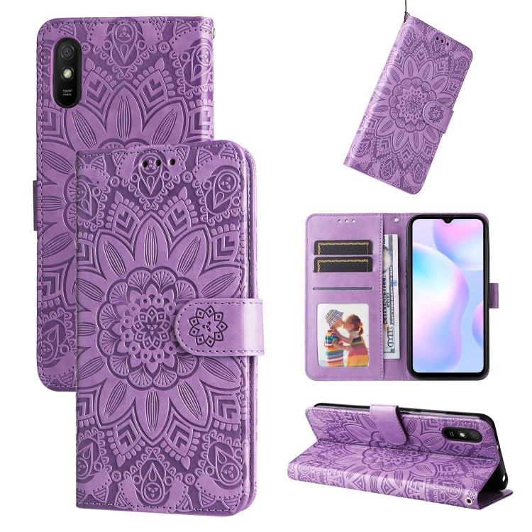 Embossed Sunflower Leather Phone Case, For Xiaomi Redmi 9A, For Xiaomi Redmi 9C / 10A, For Xiaomi Redmi 10C 4G, For Xiaomi Redmi K40 / K40 Pro / Xiaomi Poco F1
