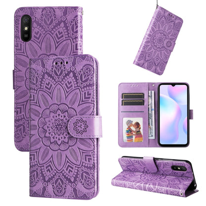 Embossed Sunflower Leather Phone Case, For Xiaomi Redmi 9A, For Xiaomi Redmi 9C / 10A, For Xiaomi Redmi 10C 4G, For Xiaomi Redmi K40 / K40 Pro / Xiaomi Poco F1