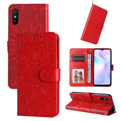Embossed Sunflower Leather Phone Case, For Xiaomi Redmi 9A, For Xiaomi Redmi 9C / 10A, For Xiaomi Redmi 10C 4G, For Xiaomi Redmi K40 / K40 Pro / Xiaomi Poco F1