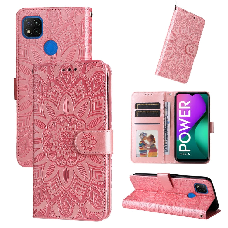 Embossed Sunflower Leather Phone Case, For Xiaomi Redmi 9A, For Xiaomi Redmi 9C / 10A, For Xiaomi Redmi 10C 4G, For Xiaomi Redmi K40 / K40 Pro / Xiaomi Poco F1