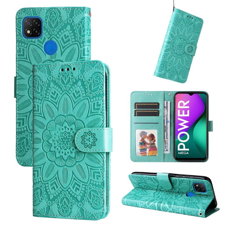 Embossed Sunflower Leather Phone Case, For Xiaomi Redmi 9A, For Xiaomi Redmi 9C / 10A, For Xiaomi Redmi 10C 4G, For Xiaomi Redmi K40 / K40 Pro / Xiaomi Poco F1