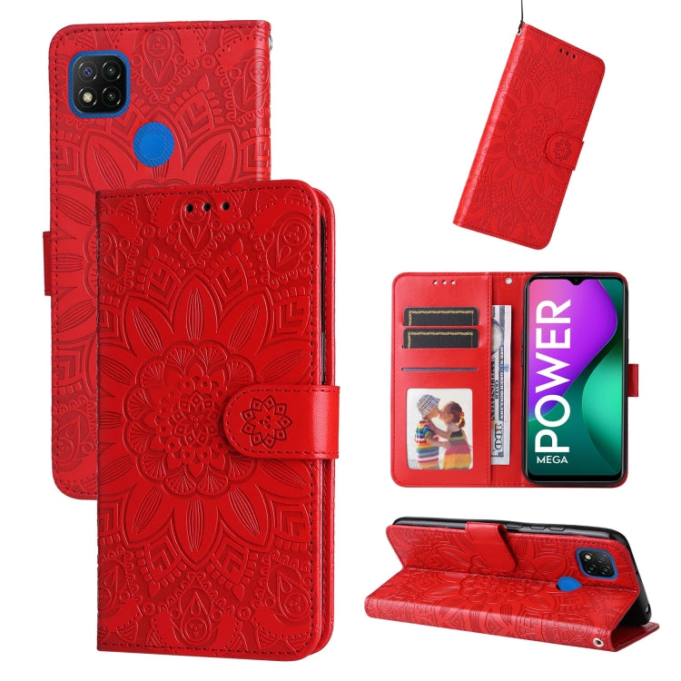 Embossed Sunflower Leather Phone Case, For Xiaomi Redmi 9A, For Xiaomi Redmi 9C / 10A, For Xiaomi Redmi 10C 4G, For Xiaomi Redmi K40 / K40 Pro / Xiaomi Poco F1