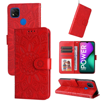 Embossed Sunflower Leather Phone Case, For Xiaomi Redmi 9A, For Xiaomi Redmi 9C / 10A, For Xiaomi Redmi 10C 4G, For Xiaomi Redmi K40 / K40 Pro / Xiaomi Poco F1
