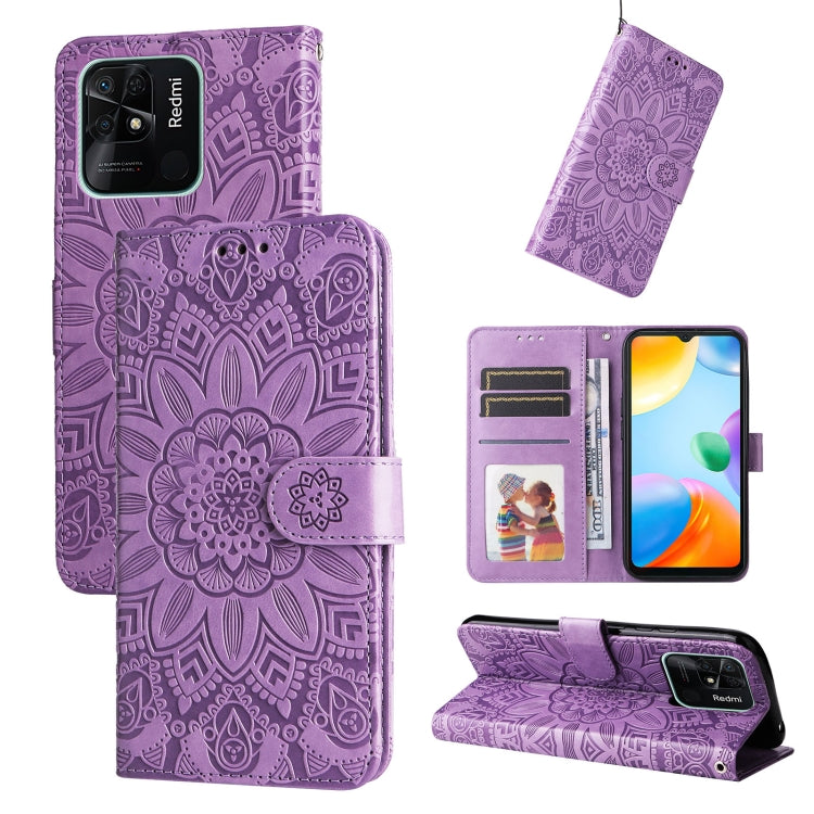 Embossed Sunflower Leather Phone Case, For Xiaomi Redmi 9A, For Xiaomi Redmi 9C / 10A, For Xiaomi Redmi 10C 4G, For Xiaomi Redmi K40 / K40 Pro / Xiaomi Poco F1