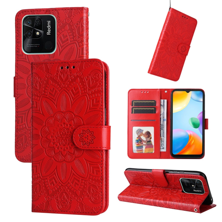 Embossed Sunflower Leather Phone Case, For Xiaomi Redmi 9A, For Xiaomi Redmi 9C / 10A, For Xiaomi Redmi 10C 4G, For Xiaomi Redmi K40 / K40 Pro / Xiaomi Poco F1