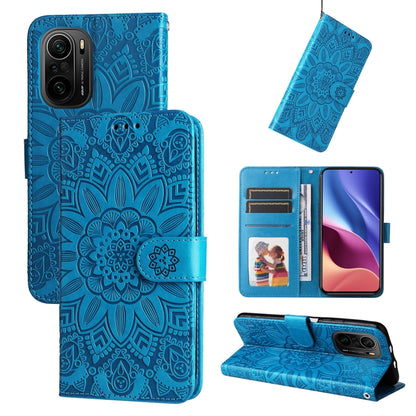 Embossed Sunflower Leather Phone Case, For Xiaomi Redmi 9A, For Xiaomi Redmi 9C / 10A, For Xiaomi Redmi 10C 4G, For Xiaomi Redmi K40 / K40 Pro / Xiaomi Poco F1