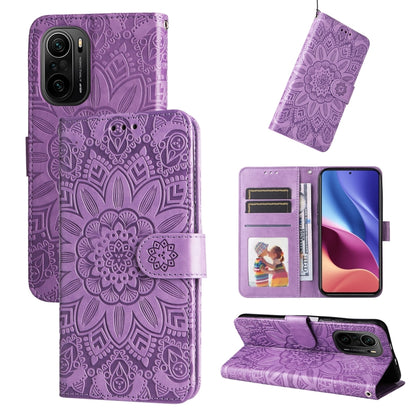 Embossed Sunflower Leather Phone Case, For Xiaomi Redmi 9A, For Xiaomi Redmi 9C / 10A, For Xiaomi Redmi 10C 4G, For Xiaomi Redmi K40 / K40 Pro / Xiaomi Poco F1