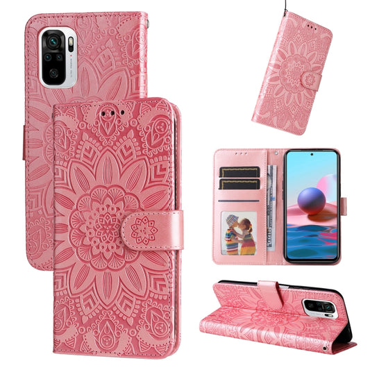 Embossed Sunflower Leather Phone Case, For Xiaomi Redmi Note 10 4G / Note 10S 4G, For Xiaomi Redmi Note 10 5G, For Xiaomi Redmi Note 10 Pro / Note 10 Pro Max, For Xiaomi Redmi Note 11 5G  / Poco M4 Pro 5G