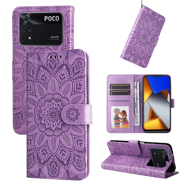 Embossed Sunflower Leather Phone Case, For Xiaomi Poco M4 Pro 4G, For Xiaomi Poco X4 Pro 5G, For Xiaomi 11T / 11T Pro, For Xiaomi 12 Lite
