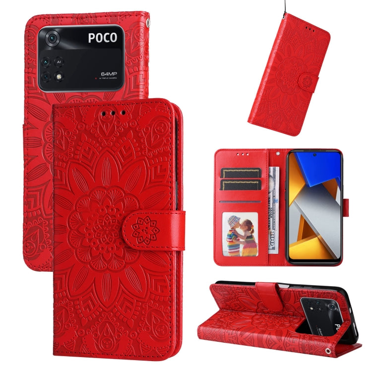 Embossed Sunflower Leather Phone Case, For Xiaomi Poco M4 Pro 4G, For Xiaomi Poco X4 Pro 5G, For Xiaomi 11T / 11T Pro, For Xiaomi 12 Lite