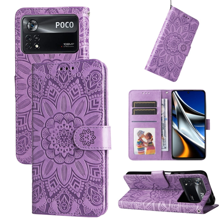 Embossed Sunflower Leather Phone Case, For Xiaomi Poco M4 Pro 4G, For Xiaomi Poco X4 Pro 5G, For Xiaomi 11T / 11T Pro, For Xiaomi 12 Lite
