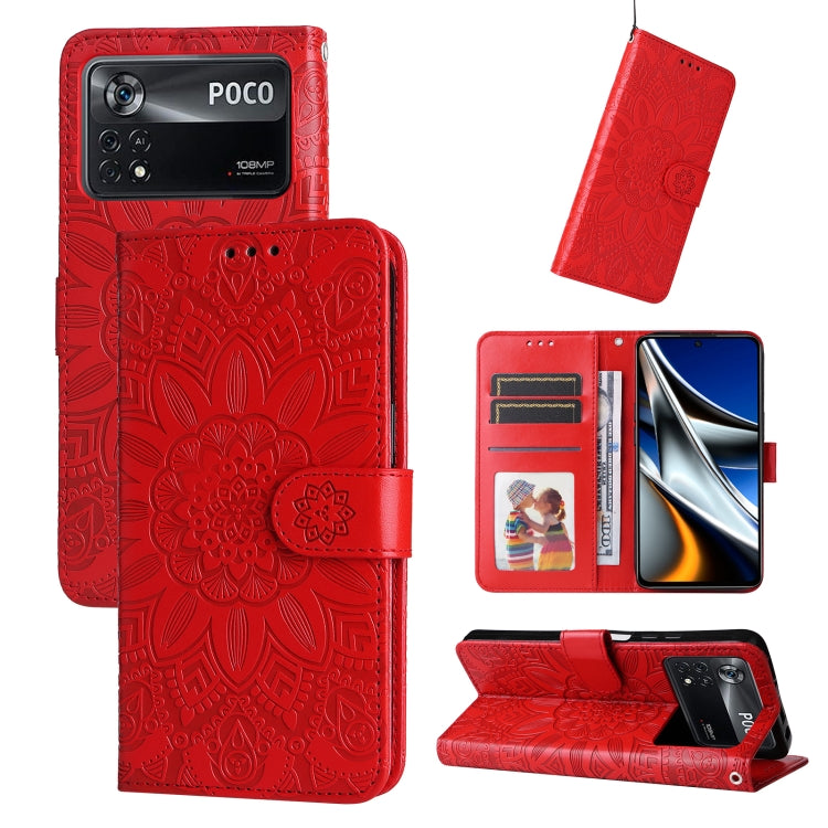 Embossed Sunflower Leather Phone Case, For Xiaomi Poco M4 Pro 4G, For Xiaomi Poco X4 Pro 5G, For Xiaomi 11T / 11T Pro, For Xiaomi 12 Lite