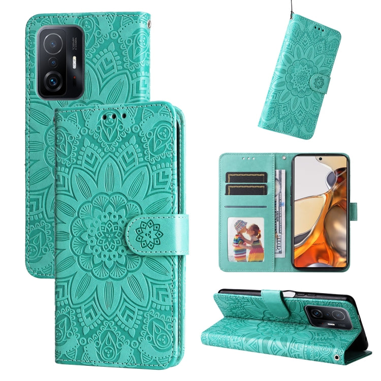 Embossed Sunflower Leather Phone Case, For Xiaomi Poco M4 Pro 4G, For Xiaomi Poco X4 Pro 5G, For Xiaomi 11T / 11T Pro, For Xiaomi 12 Lite