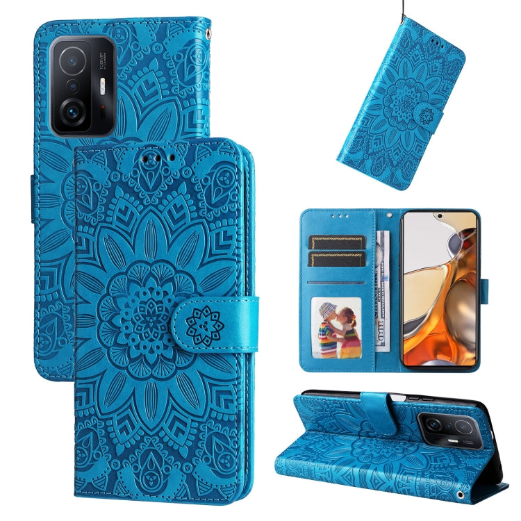 Embossed Sunflower Leather Phone Case, For Xiaomi Poco M4 Pro 4G, For Xiaomi Poco X4 Pro 5G, For Xiaomi 11T / 11T Pro, For Xiaomi 12 Lite