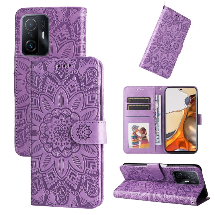 Embossed Sunflower Leather Phone Case, For Xiaomi Poco M4 Pro 4G, For Xiaomi Poco X4 Pro 5G, For Xiaomi 11T / 11T Pro, For Xiaomi 12 Lite