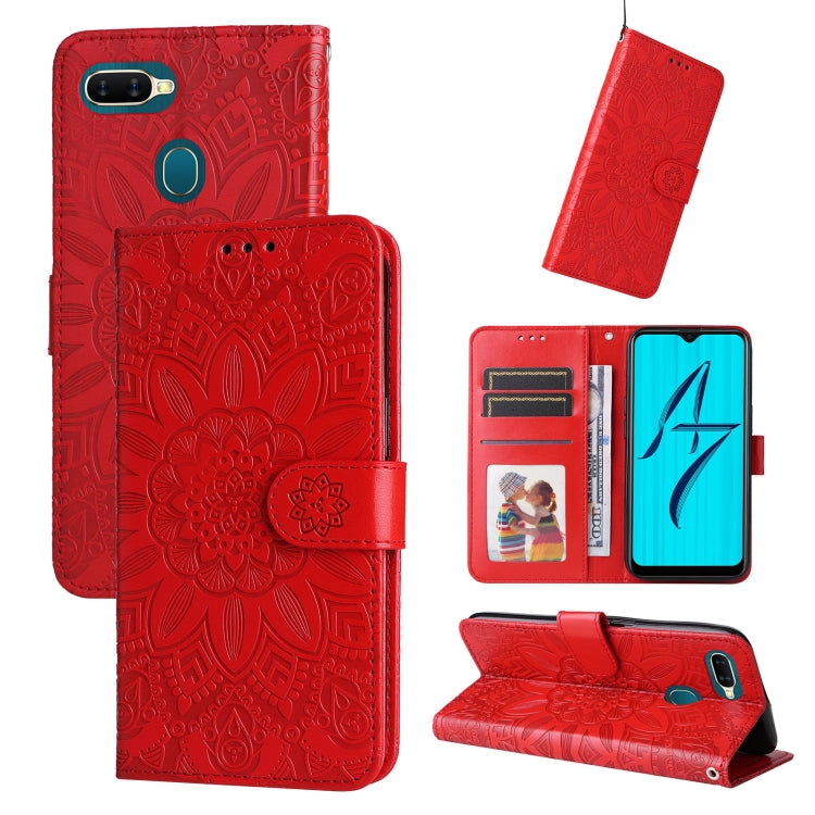 Embossed Sunflower Leather Phone Case, For OPPO A7 / A5s, For OPPO A9 / A5 2020, For OPPO A15 / A16K / A16e, For OPPO A52 / A72 / A92